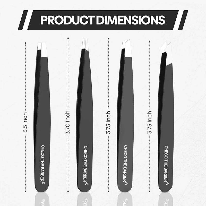 Premium Eyebrow Tweezers Set – 4 Professional Stainless Steel Tweezers with Travel Leather Case – Precision Tip, Slanted, Pointed & Flat Tweezers for Eyebrow Shaping, Ingrown Hair & Splinter Removal - Image 2