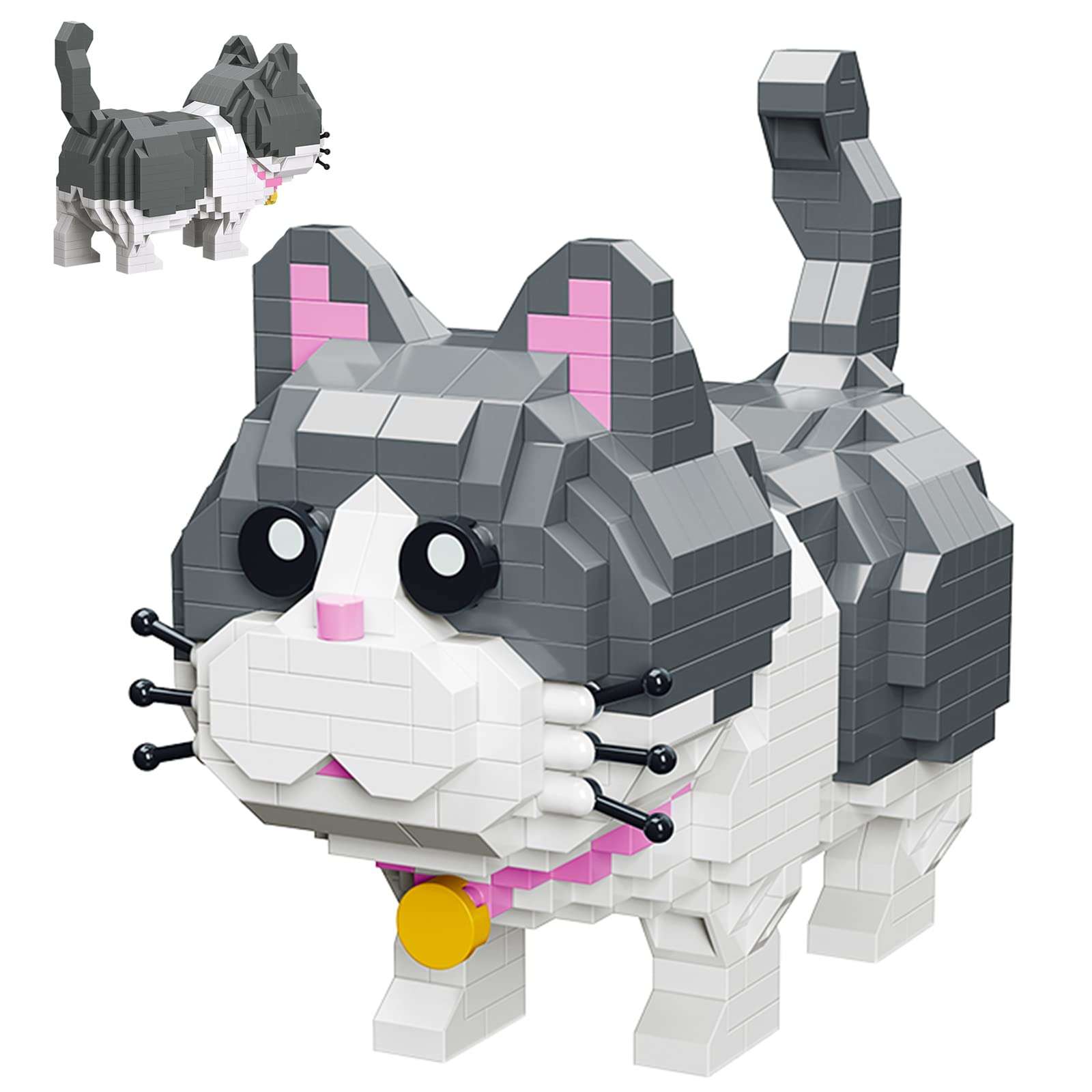 Myweyde Black Cat Building Blocks, Micro Building Blocks Cats, Cute Animal Series Micro Mini Building Blocks Kit, Cat Mini Building Blocks for Boys & Girls (Cat - 673Pcs) - Image 1