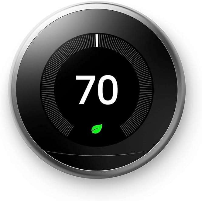 Google Nest Learning Thermostat - Programmable Smart Thermostat for Home - 3rd Generation Nest Thermostat - Compatible with Alexa - Stainless Steel (Renewed) - Image 1