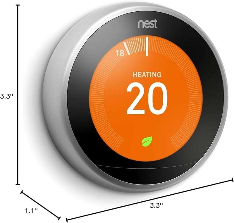 Google Nest Learning Thermostat - Programmable Smart Thermostat for Home - 3rd Generation Nest Thermostat - Compatible with Alexa - Stainless Steel (Renewed) - Image 2