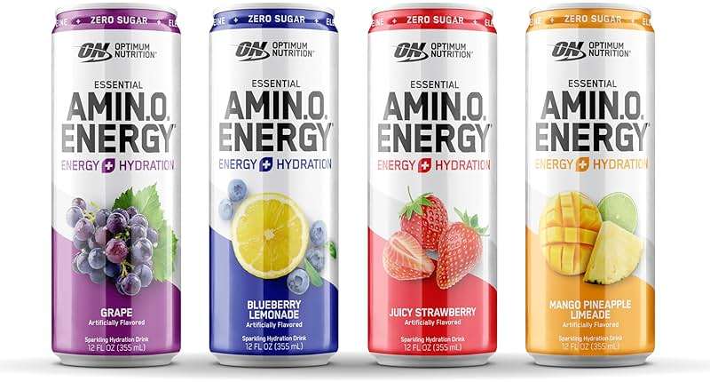Optimum Nutrition Amino Energy Sparkling Hydration Drink, Electrolytes, Caffeine, Amino Acids, BCAAs, Sugar Free, 12 Fl Oz, Variety Pack of 12 (Packaging May Vary) - Image 9