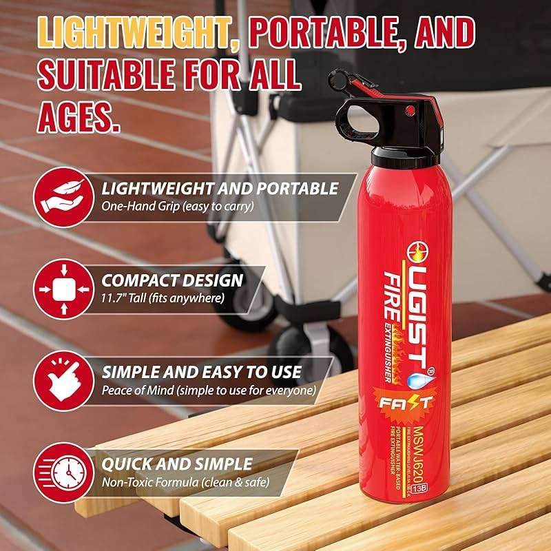 Ougist Small Portable Fire Extinguisher for Home and Kitchen, 21oz Each, 6-Pack, Water-Based Fire Extinguishers for Quick Emergency Response, Prevent Re-Ignition, Ideal for Vehicle and Camping, MSJ620 - Image 3