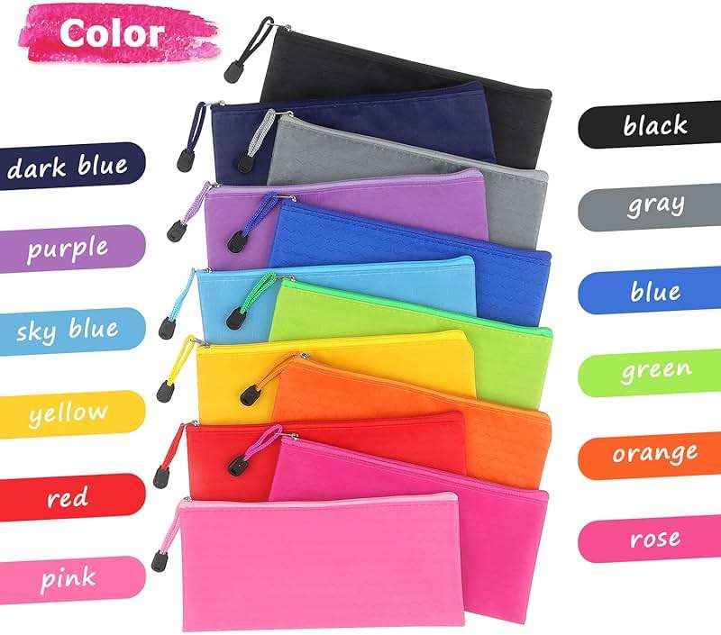 Tamaki 12 Pack Zipper Pouch, Bulk Waterproof Pouch Cases, Multi-Purpose Organizer Bags for Office Supplies, Travel Accessories - Image 4