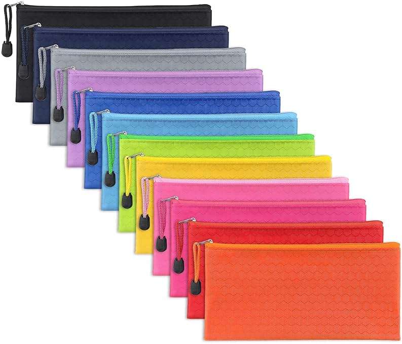 Tamaki 12 Pack Zipper Pouch, Bulk Waterproof Pouch Cases, Multi-Purpose Organizer Bags for Office Supplies, Travel Accessories - Image 8