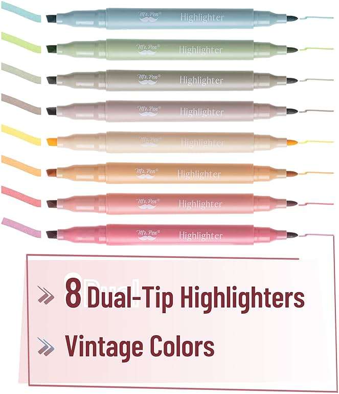 Mr. Pen- Dual Tip Highlighters, 8 Pack, Fine & Chisel, Cute Highlighters Assorted Colors, Dual Tip Markers - Image 3