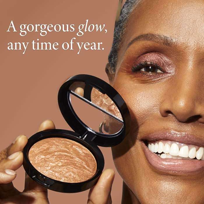 LAURA GELLER NEW YORK Baked Bronze-n-Brighten Bronzer Powder - Deep and Bronzer Makeup Brush - Vegan Bristles - Image 4