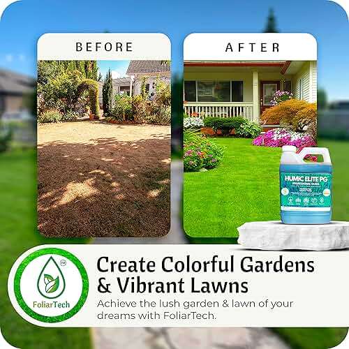 Humic Acid Organic Lawn Fertilizer - Fulvic Humic Mineral Blend for Trees, Shrubs, Ornamentals, Vegetables & Crops - Enhancer & Garden Soil Conditioner by FoliarTech, 1.1 Gallons - Image 2
