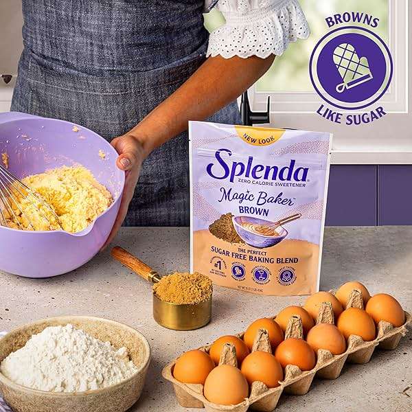 SPLENDA Magic Baker Brown Zero Calorie Plant Based Granulated Baking Blend with Stevia, Erythritol and Allulose – Zero Sugar, Keto Friendly, 1lb (16 oz) Pouch (Pack of 1) - Image 3