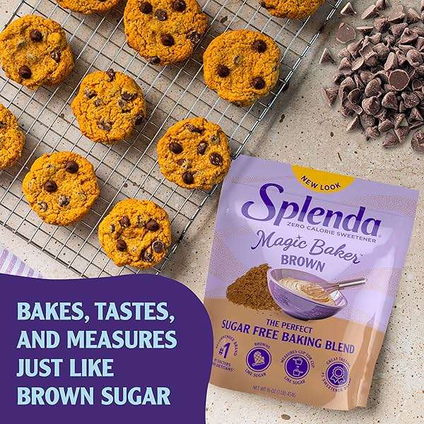 SPLENDA Magic Baker Brown Zero Calorie Plant Based Granulated Baking Blend with Stevia, Erythritol and Allulose – Zero Sugar, Keto Friendly, 1lb (16 oz) Pouch (Pack of 1) - Image 6