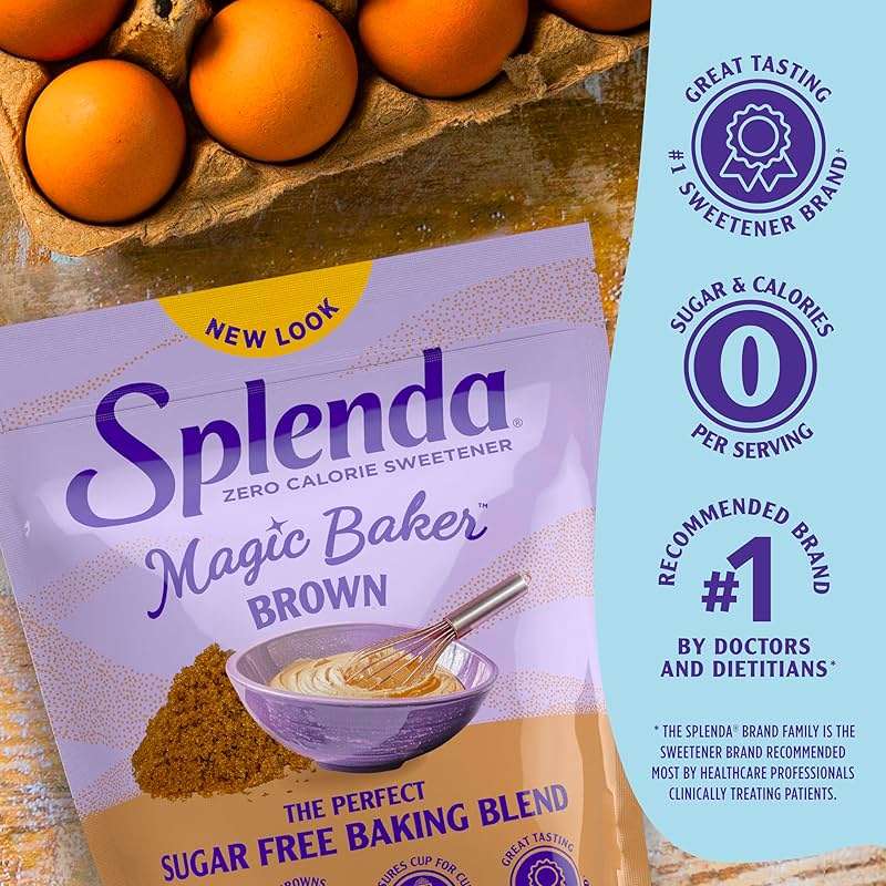 SPLENDA Magic Baker Brown Zero Calorie Plant Based Granulated Baking Blend with Stevia, Erythritol and Allulose – Zero Sugar, Keto Friendly, 1lb (16 oz) Pouch (Pack of 1) - Image 7
