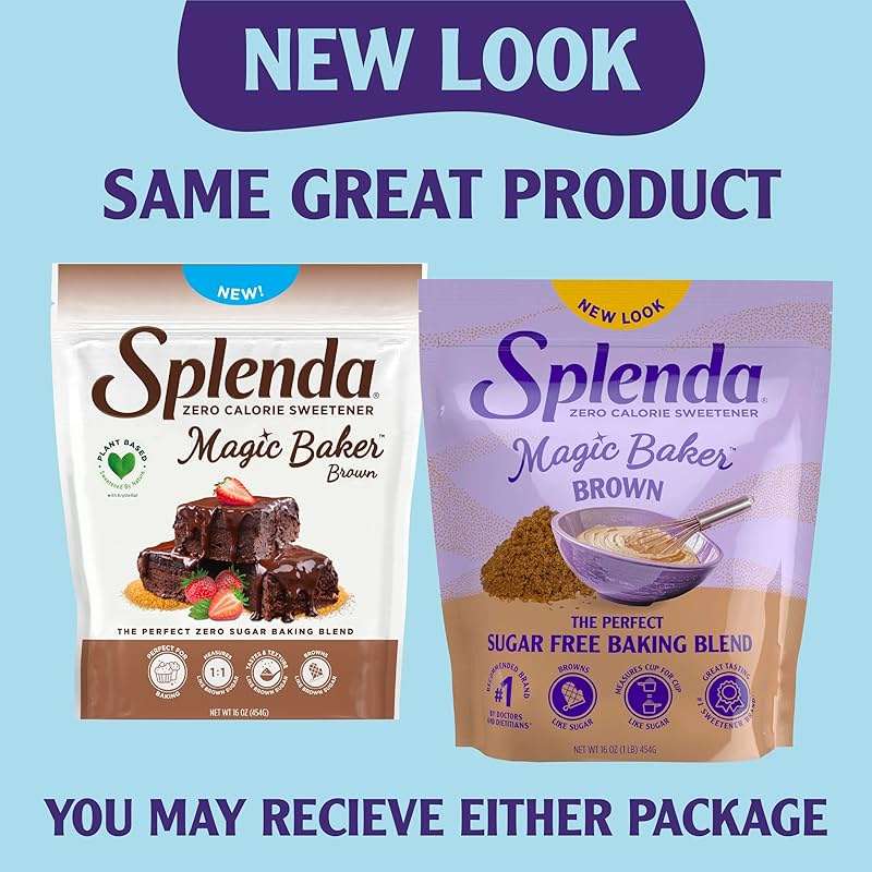 SPLENDA Magic Baker Brown Zero Calorie Plant Based Granulated Baking Blend with Stevia, Erythritol and Allulose – Zero Sugar, Keto Friendly, 1lb (16 oz) Pouch (Pack of 1) - Image 8