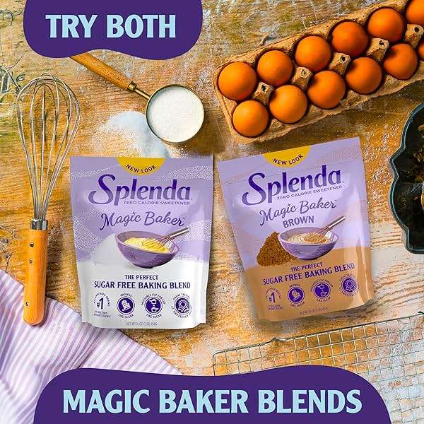 SPLENDA Magic Baker Brown Zero Calorie Plant Based Granulated Baking Blend with Stevia, Erythritol and Allulose – Zero Sugar, Keto Friendly, 1lb (16 oz) Pouch (Pack of 1) - Image 9