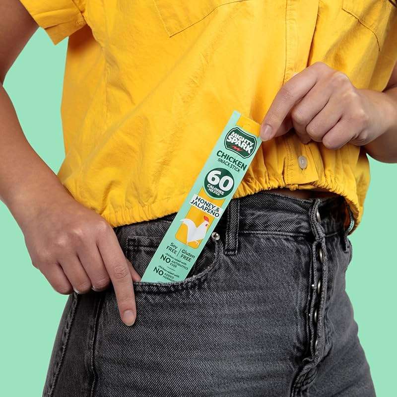 Mighty Spark Chicken Snack Sticks - Honey and Jalapeno - 6g of Protein, No Antibiotics Ever, No Hormones Added, Gluten Free, Soy Free Meat Sticks - High Protein Keto Snacks, Weight Watchers Approved Snacks - 12 Count - Image 5