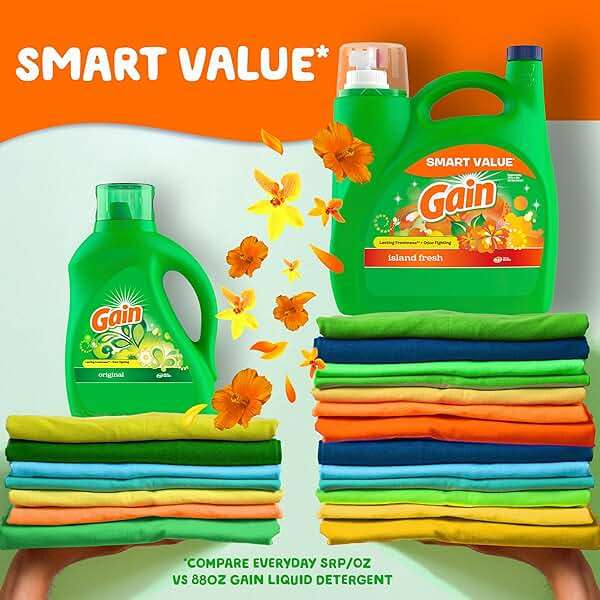 Gain Liquid Laundry Detergent, With Odor Defense, Island Fresh Scent, Laundry Soap For HE Washing Machines, 132 fl oz, 100 Loads (Packaging May Vary) - Image 3