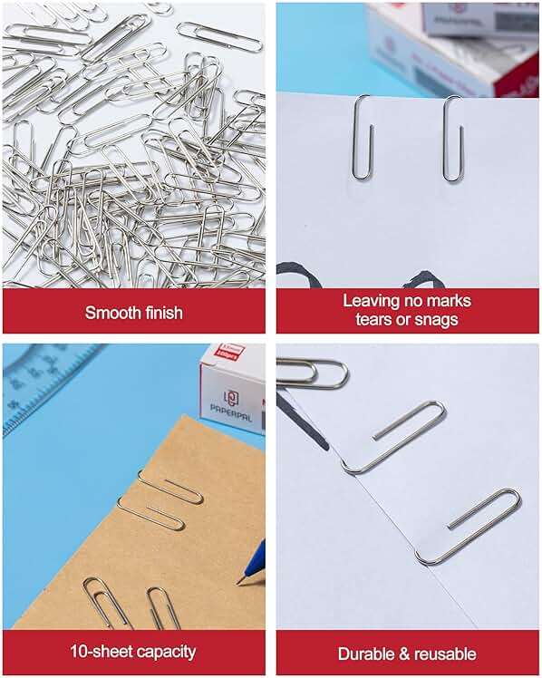 PAPERPAL Paperclips for Office School & Personal Use, #1 Smooth Paper Clip (1-2/7"), 2000 Medium Paper Clips (20 Boxes of 100 Each), Silver | Value bulk pack of 2,000 medium paper clips for offices, schools and businesses, packed in 20 boxes of 100 each. - Image 5