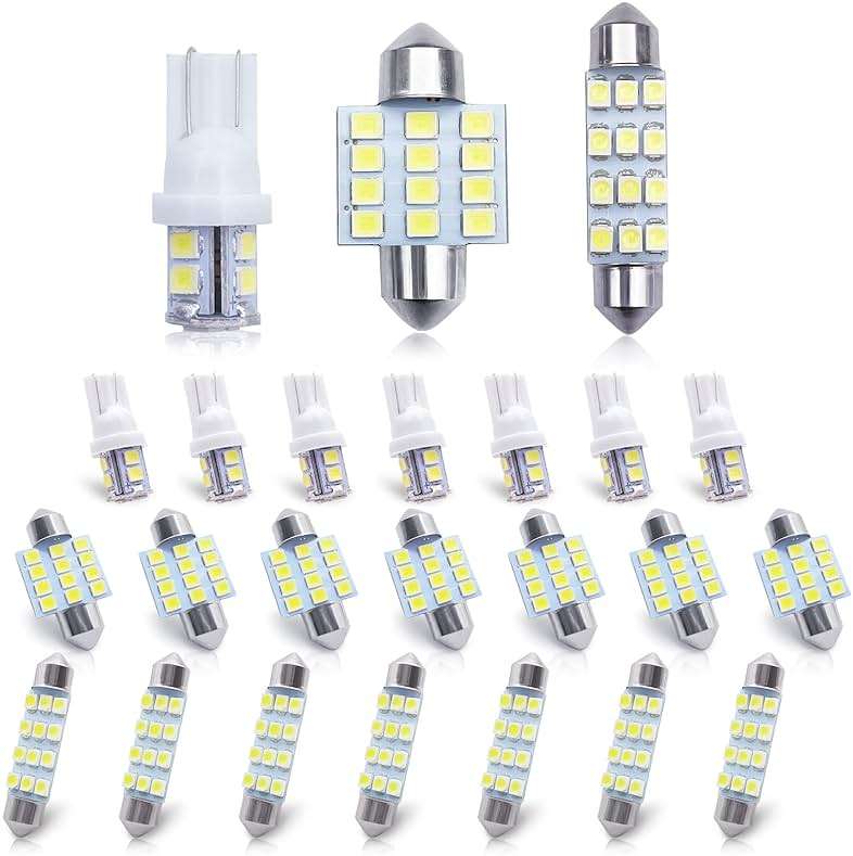 YOGEIER Car Led Bulb, Led Combination Set of 24 Sets, Used for Car Interior/Indoor Map Dome/ Trunk / License Lights, Etc. (White) - Image 1