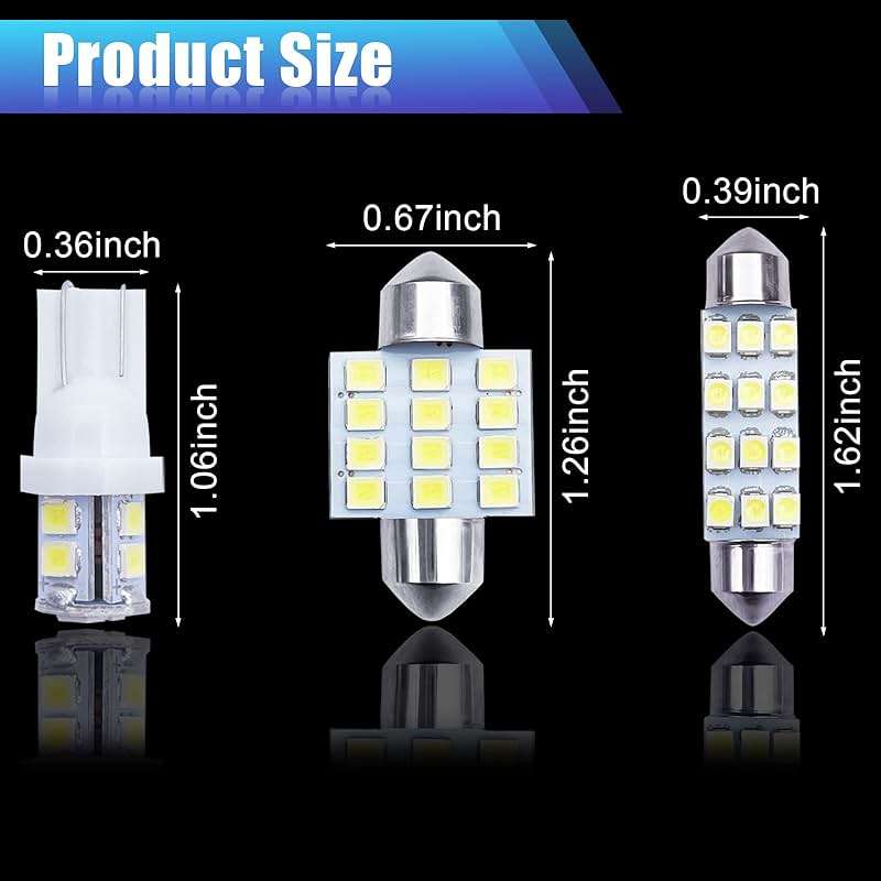 YOGEIER Car Led Bulb, Led Combination Set of 24 Sets, Used for Car Interior/Indoor Map Dome/ Trunk / License Lights, Etc. (White) - Image 2
