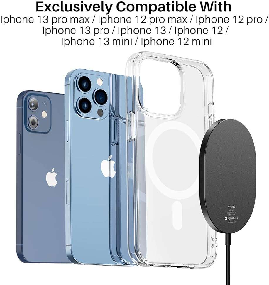 TOZO New Anti-Slip Aircraft-Grade Aluminum Wireless Charger 15W Max Fast Wireless Charging Pad Compatible with iPhone 17/17 Pro/17 Pro Max/Air/16/15/14/SE Series, Samsung Galaxy S25/S24/S23 - Image 3
