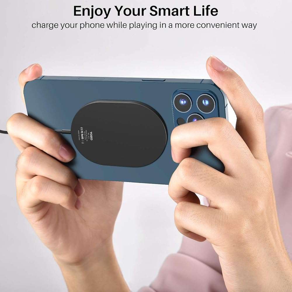TOZO New Anti-Slip Aircraft-Grade Aluminum Wireless Charger 15W Max Fast Wireless Charging Pad Compatible with iPhone 17/17 Pro/17 Pro Max/Air/16/15/14/SE Series, Samsung Galaxy S25/S24/S23 - Image 4
