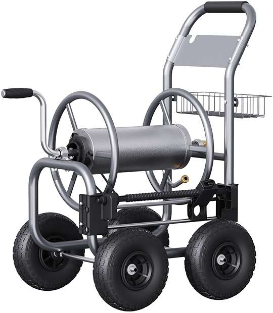 Giraffe Tools Garden Hose Reel Cart, Cart with Wheels Heavy Duty, Industrial Hose Reels for Outside, 250-Feet of 5/8" Hose Capacity, Hose Guide Pre-Installed - Image 2