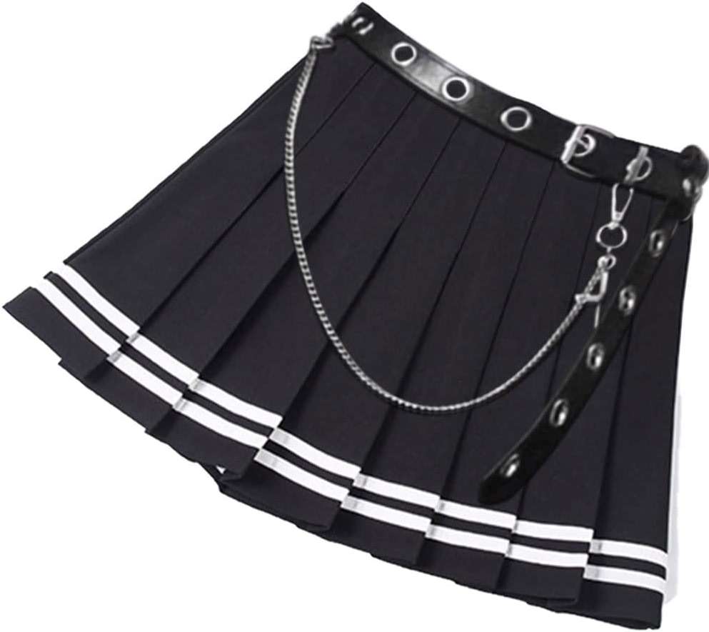 AULKEEP Womens Black Mini Pleated Skirts Goth High Waist A Line Punk Skirt School Uniform Short Skirts with Belt - Image 2