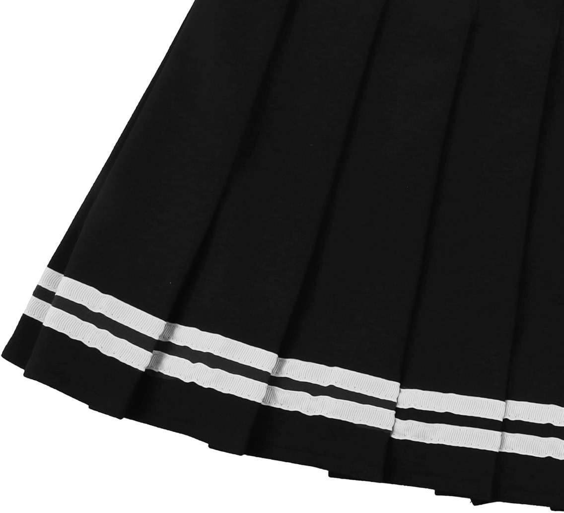 AULKEEP Womens Black Mini Pleated Skirts Goth High Waist A Line Punk Skirt School Uniform Short Skirts with Belt - Image 7