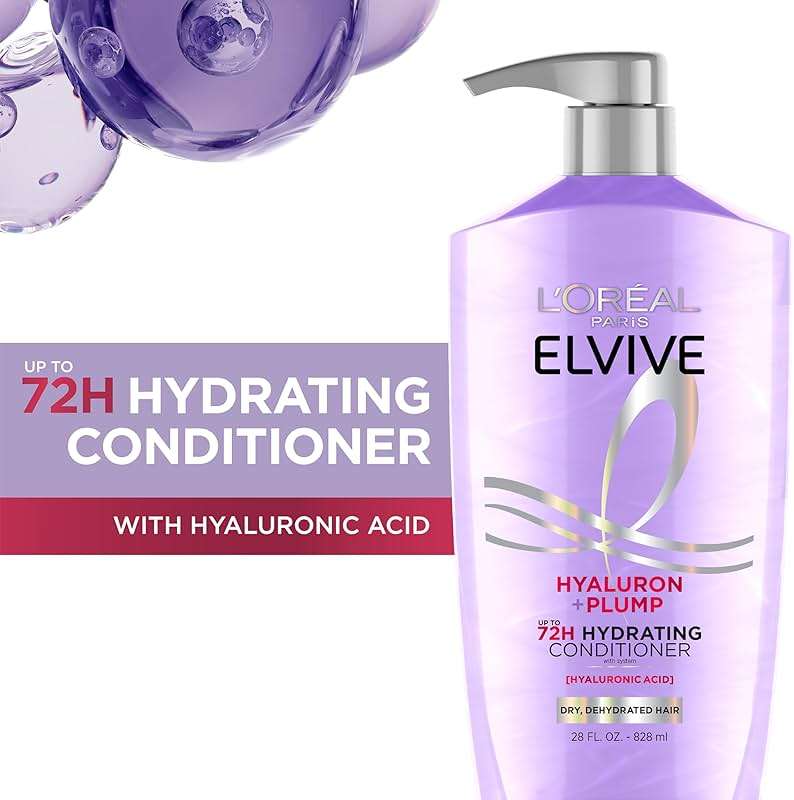 L'Oreal Paris Elvive Hyaluron Plump Hydrating Conditioner for Dehydrated, Dry Hair Infused with Hyaluronic Acid Care Complex, Paraben-Free, 26.5 Fl Oz - Image 2