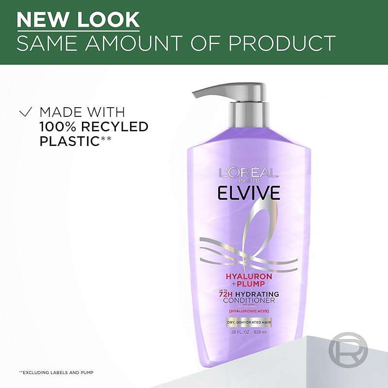 L'Oreal Paris Elvive Hyaluron Plump Hydrating Conditioner for Dehydrated, Dry Hair Infused with Hyaluronic Acid Care Complex, Paraben-Free, 26.5 Fl Oz - Image 6
