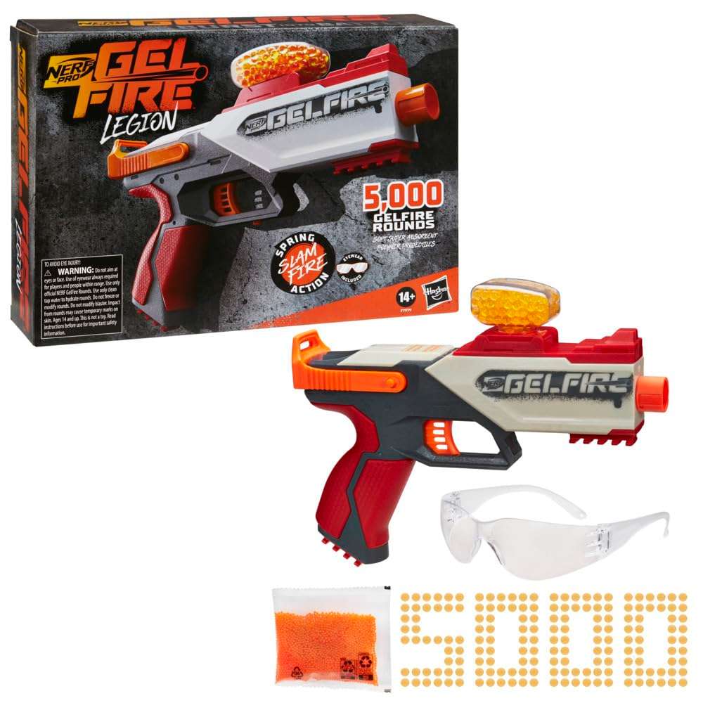 Nerf Pro Gelfire Legion Spring Action Blaster, 5000 Rounds, 130 Hopper, Protective Eyewear, Slam Fire, Ages 14 & Up - Image 1