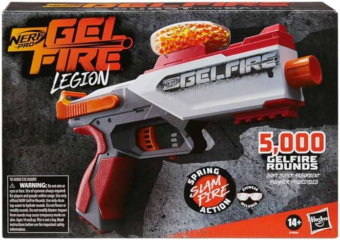 Nerf Pro Gelfire Legion Spring Action Blaster, 5000 Rounds, 130 Hopper, Protective Eyewear, Slam Fire, Ages 14 & Up - Image 4