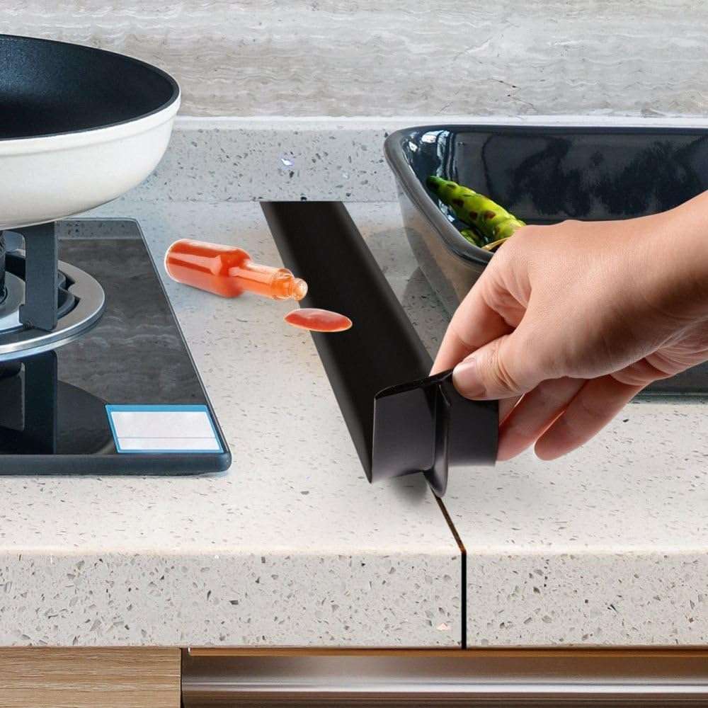 2 Pack Flexible Kitchen Stove Gap Covers, Silicone Gap Fillers Between Counter and Stovetop, Oven, Washer, Dryer, Easy to Wipe, Food Grade (Black, 21 Inches) - Image 2