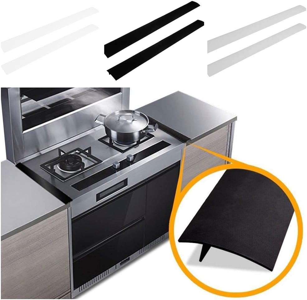 2 Pack Flexible Kitchen Stove Gap Covers, Silicone Gap Fillers Between Counter and Stovetop, Oven, Washer, Dryer, Easy to Wipe, Food Grade (Black, 21 Inches) - Image 4