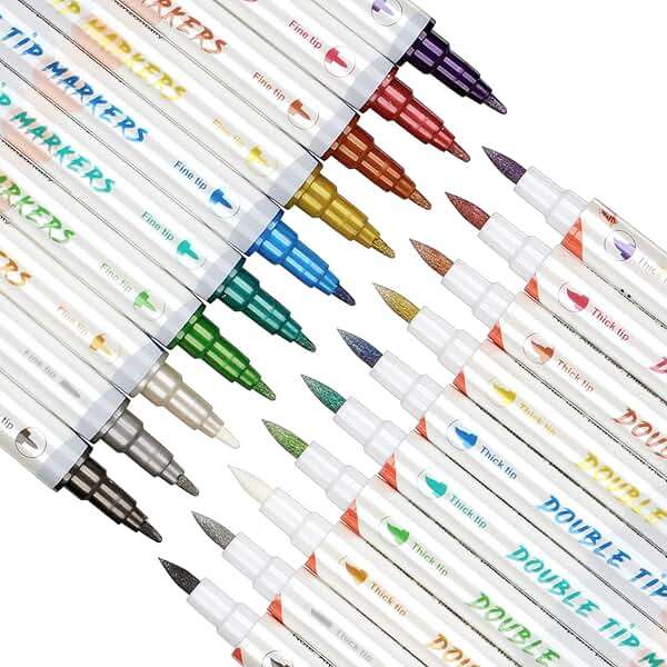 HAWINK Temporary Tattoo Markers for Skin, 10 Body Markers + 56 Large Tattoo Stencils, Dual-End Tattoo Pens Make Bold and Fine Lines ZYH2208001KIT - Image 2