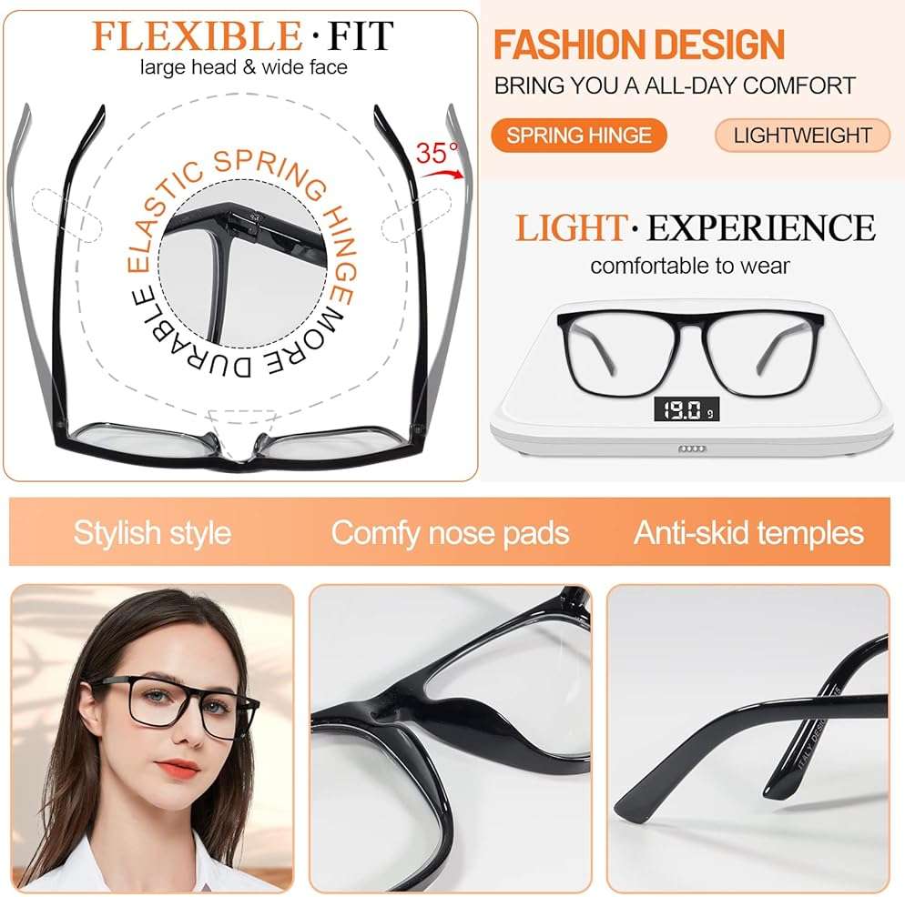 MARE AZZURO Oversized Reading Glasses Women Lightweight Large Readers 1.0 1.25 1.5 1.75 2.0 2.25 2.5 2.75 3.0 3.5 4.0 5.0 6.0 - Image 4