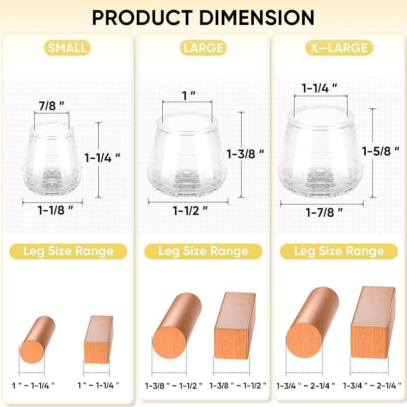 BALEINE Silicone Chair Leg Floor Protectors, Stool Leg Protectors Cap, Chair Leg Caps for Hardwood Floors (Clear-16pcs, Round S) - Image 2