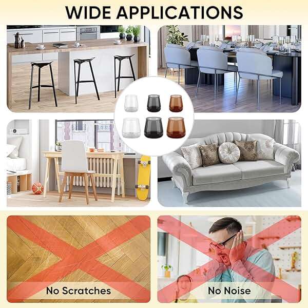 BALEINE Silicone Chair Leg Floor Protectors, Stool Leg Protectors Cap, Chair Leg Caps for Hardwood Floors (Clear-16pcs, Round S) - Image 8