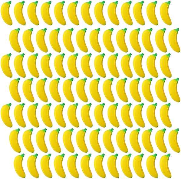 Jerify 100 Pcs Banana Stress Toys Stretchy Banana Fidget Toys Realistic Stretchy Pu Foam Party Favors for Teens and Adults(2.36 Inches) - Image 1