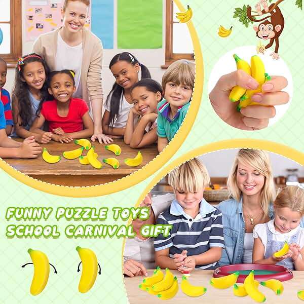 Jerify 100 Pcs Banana Stress Toys Stretchy Banana Fidget Toys Realistic Stretchy Pu Foam Party Favors for Teens and Adults(2.36 Inches) - Image 4