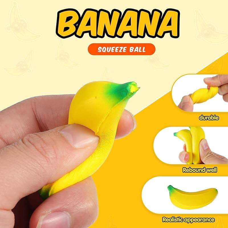 Jerify 100 Pcs Banana Stress Toys Stretchy Banana Fidget Toys Realistic Stretchy Pu Foam Party Favors for Teens and Adults(2.36 Inches) - Image 5