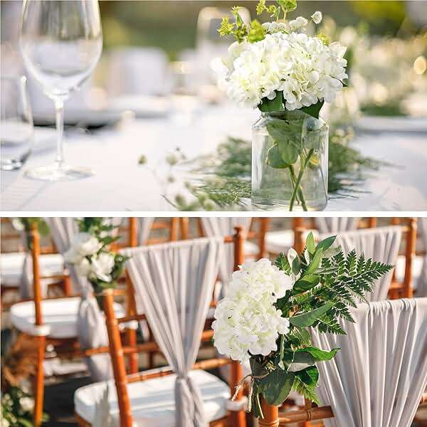 Auihiay 64 PCS Artificial Hydrangea Flowers, Silk Hydrangea Full Flowers Heads with Stems for Wedding Centerpieces, Home, Garden, Baby Shower, Party Decoration (Ivory) - Image 6