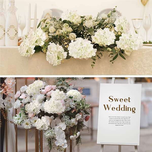 Auihiay 64 PCS Artificial Hydrangea Flowers, Silk Hydrangea Full Flowers Heads with Stems for Wedding Centerpieces, Home, Garden, Baby Shower, Party Decoration (Ivory) - Image 7