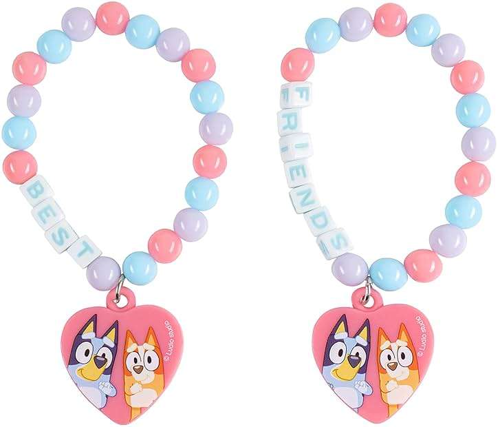 LUV HER Bluey Girls BFF 6 Piece Toy Jewelry Box Set with 2 Rings, 2 Bead Bracelets and Snap Hair Clips Ages 3+ - Image 4