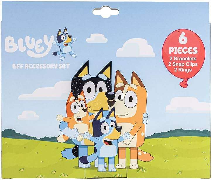 LUV HER Bluey Girls BFF 6 Piece Toy Jewelry Box Set with 2 Rings, 2 Bead Bracelets and Snap Hair Clips Ages 3+ - Image 9