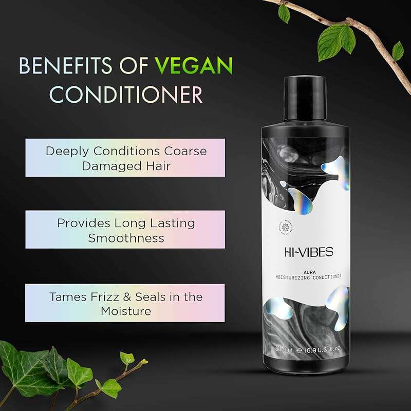 MOEHAIR Hi-Vibes Vegan Sacred Moisturizing Conditioner, Infused with Argan Oil & Green Tea, Nourishes Hair | Repairs Damage | Softens Hair | Paraben & Sulfate Free Vegan Hair Conditioner (16.9 Fl. Oz) - Image 3