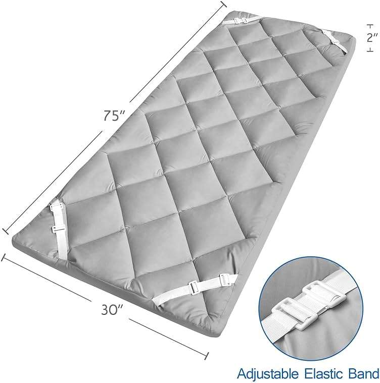 Cot Mattress Pad (Improved Thickness) Quilted Cot Pads for Camping, Sleeping Mattress Topper 30" X 75" for Camp/Rv Bunk/Narrow Twin Beds - Image 2