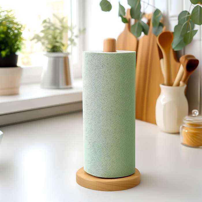 KitchLife Wooden Paper Towel Holder Countertop - Solid Freestanding Paper Towel Dispenser Stand with Anti-Skid Base - Image 5