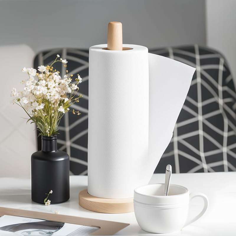 KitchLife Wooden Paper Towel Holder Countertop - Solid Freestanding Paper Towel Dispenser Stand with Anti-Skid Base - Image 7