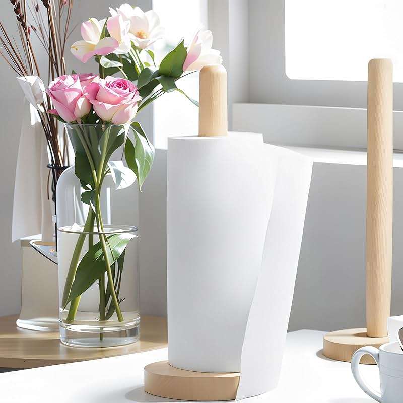 KitchLife Wooden Paper Towel Holder Countertop - Solid Freestanding Paper Towel Dispenser Stand with Anti-Skid Base - Image 8