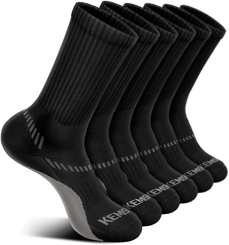 BULLIANT Compression Socks for Men 6Pairs, Athletic Crew Socks Cushioned For Men Sports Running-Arch Support - Image 1