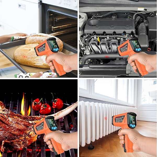 Infrared Thermometer Gun, Non Contact Digital Laser Thermometer Temperature Gun with Color LCD for Cooking, Home Repairs, Humidity Measurement, Adjustable Emissivity -58°F to 1472°F(-50~800°C) - Image 8